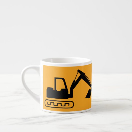 Kraan Backhoe, Geel Zwart, Arbeider Espresso Kop (Links)
