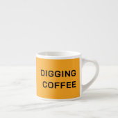 Kraan Backhoe, Geel Zwart, Arbeider Espresso Kop (Rechts)