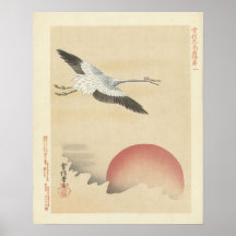 Kraan bij zonsopgang, Antiek Japanse wandkunst