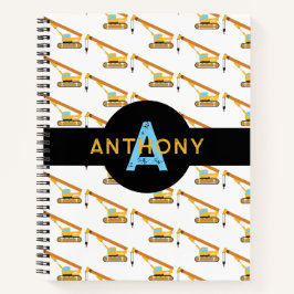 Kraan Bouw Truck Kinderen Monogram Notitieboek