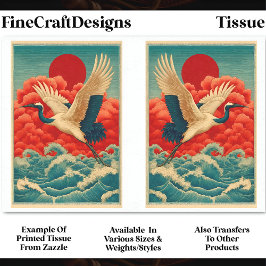 Kraan boven golven onder rode zon DQ9B Decoupage Tissuepapier