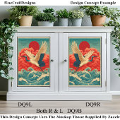 Kraan boven golven onder rode zon DQ9B Decoupage Tissuepapier