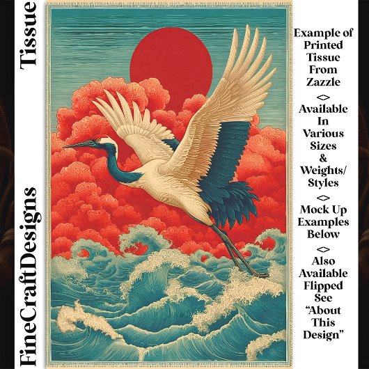 Kraan boven golven onder rode zon DQ9L Decoupage Tissuepapier