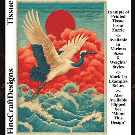 Kraan boven golven onder rode zon DQ9R Decoupage Tissuepapier