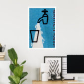Kraan die een glas water schenkt - Matchbox Print (Thuiskantoor)