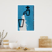 Kraan die een glas water schenkt - Matchbox Print (Keuken)