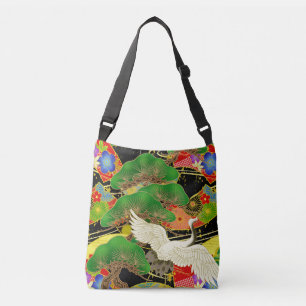 Kraan en bonsai Kimono geïnspireerd Japanse stof Crossbody Tas