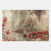 Kraan en Dame van Oosterse Stijl Decoupage Inpakpapier Vel (Voorkant 2)
