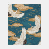 Kraan en golf, Japans ontwerp Fleece Deken (Voorkant)