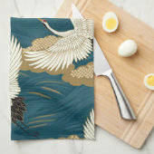 Kraan en golf, Japans ontwerp Theedoek (Quarter Fold)