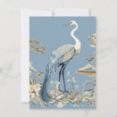 Kraan floral Aziatisch Bayou Natuur Bruiloft Kaart (Achterkant)