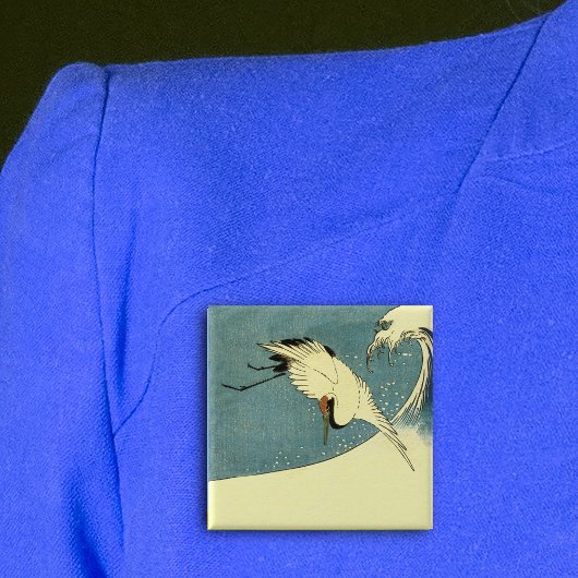 Kraan in oceaangolf vierkante button 5,1 cm