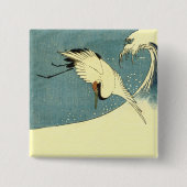 Kraan in oceaangolf vierkante button 5,1 cm (Voorkant)