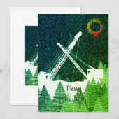 KRAAN KRANEN WINTER NACHT SNEEUW OPERATEUR FEestDA Feestdagenkaart (Voorkant / Achterkant)