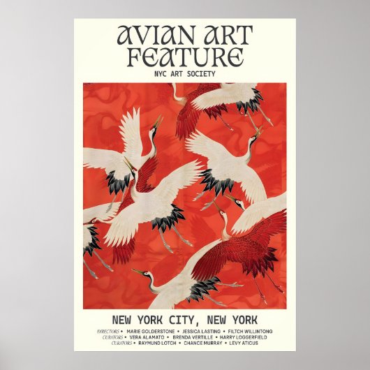 Kraan Kunsttentoonstelling Poster Elegante Vogelmu (Voorkant)