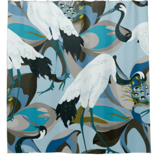 Kraan & Lotus: Abstracte Vintage Douchegordijn