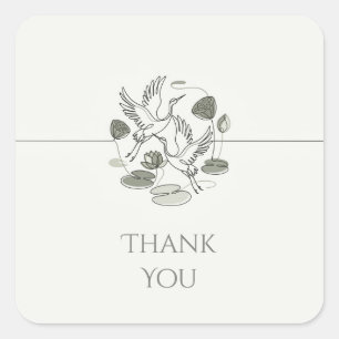 Kraan Lotus Botanische Inkt Tuin Vierkante Sticker