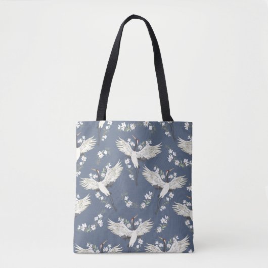 kraan, patroon, illustratievogel tote bag (Voorkant)