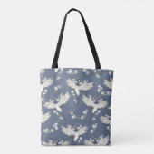kraan, patroon, illustratievogel tote bag (Achterkant)