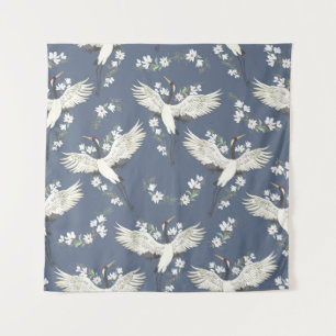 kraan, patroon, illustratievogel wandkleed