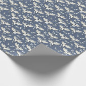 kraan: vliegend vogelpatroon cadeaupapier (Hoek)