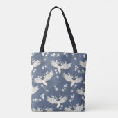 kraan: vliegend vogelpatroon tote bag (Achterkant)