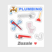 Kraan, zuiger, toilet, pijpmoersleutel sanitair sticker (Vel)