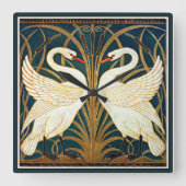 Kraan - Zwaan en Rush en Iris Vierkante Klok (Voorkant)