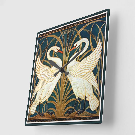 Kraan - Zwaan en Rush en Iris Vierkante Klok (Hoek)