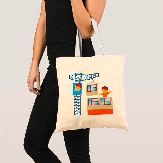 kraanbediener en bouwwerker tote bag