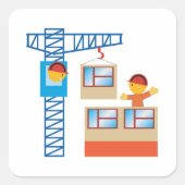 kraanbediener en bouwwerker vierkante sticker (Voorkant)