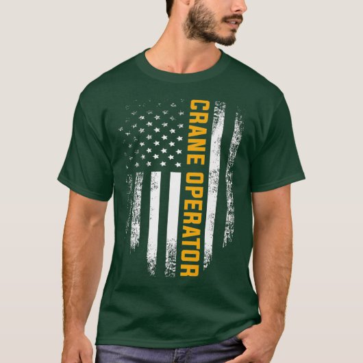  kraanexploitant met Amerikaanse vlaggenklool T-shirt (Voorkant)