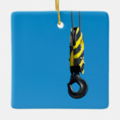 Kraanhaak met gele en zwarte strepen keramisch ornament (Voorkant)