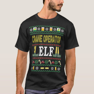 Kraanmachinist Elf Grappig Kerstcadeau T-shirt