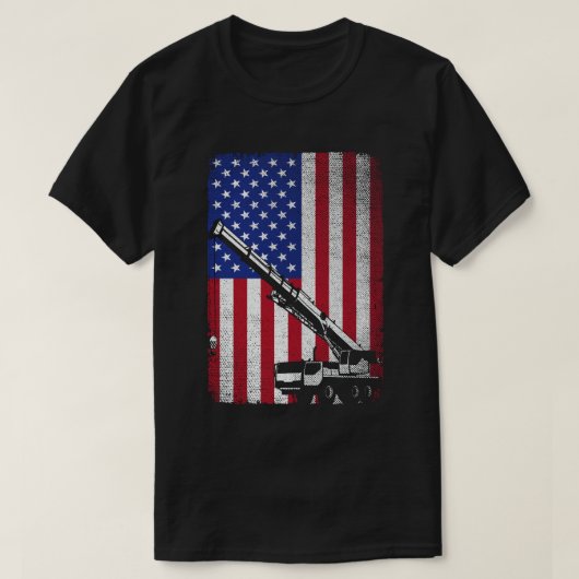 Kraanmachinist Zware machines Amerikaanse vlag T-shirt (Design voorkant)