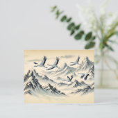 Kraanmigratie over bergen Chinese inktverf Briefkaart (Staand voorkant)