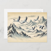 Kraanmigratie over bergen Chinese inktverf Briefkaart (Voorkant / Achterkant)
