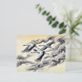 Kraanmigratie over bergen Chinese inktverf Briefkaart (Staand voorkant)