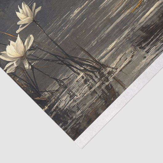 Kraanpaar in een mistige moeras decoupage tissuepapier (Detail)