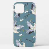 Kraanpatroon, illustratie vliegende vogel. Case-Mate iPhone case (Achterkant)