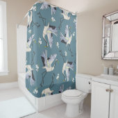 Kraanpatroon, illustratie vliegende vogel. douchegordijn (In situ)