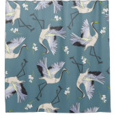 Kraanpatroon, illustratie vliegende vogel. douchegordijn (Voorkant)