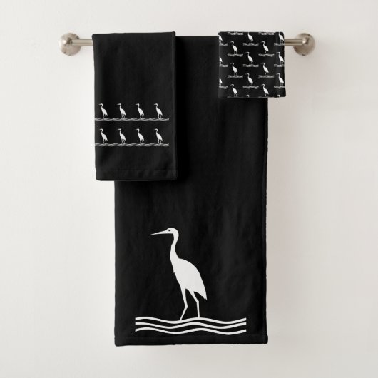 kraanreiger Bad Zwart-witte handdoekset Bad Handdoek (Insitu)
