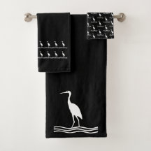 kraanreiger Bad Zwart-witte handdoekset