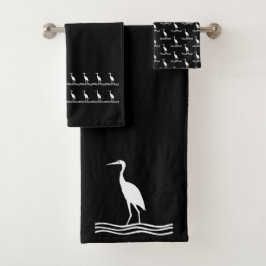 kraanreiger Bad Zwart-witte handdoekset Handdoek