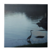 Kraanvogel bij het meer bij Sunset Tegeltje (Voorkant)