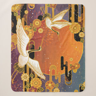 Kraanvogel Chrysanthemum Japans Patroon Sherpa Deken