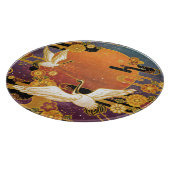 Kraanvogel Chrysanthemum Japans Patroon Snijplank (Hoek)