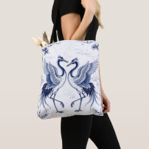 Kraanvogel Dans Japanse Imari Ware Stijl Blauw Wit