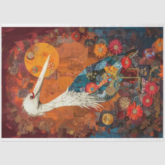  kraanvogel rustieke textuur decoupage tissuepapier (Voorkant)